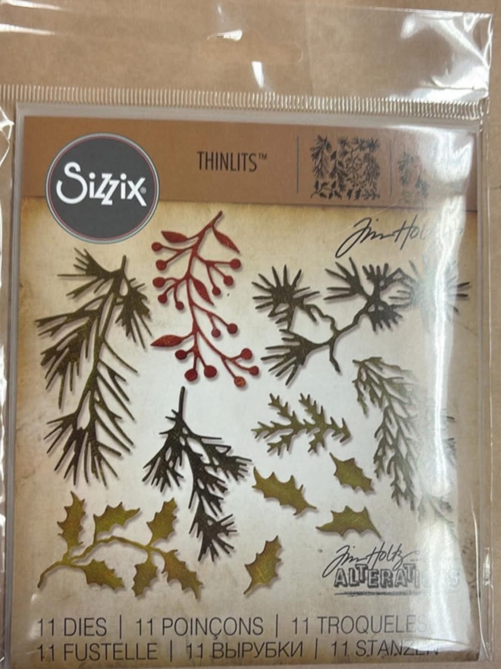 Tim Holtz Sizzix Thinlits Holiday Foliage Die Set
